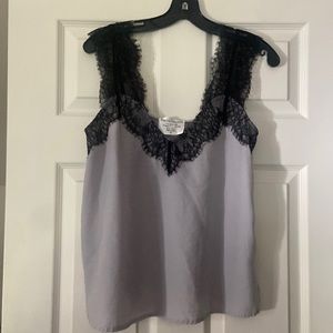 Gray & Black Lace Tank Top
